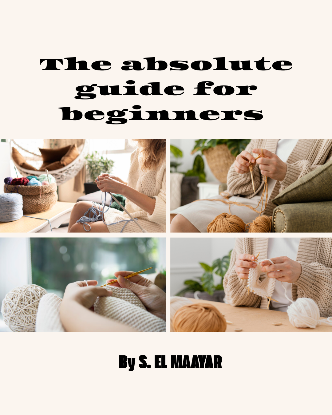 The Practical Guide for Knitting techniques eBook cover with knitting materials and hands crafting.