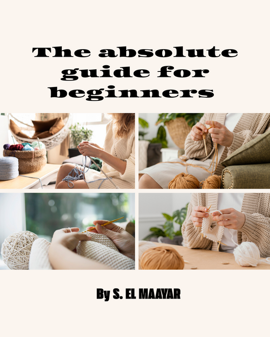 The Practical Guide for Knitting techniques eBook cover with knitting materials and hands crafting.
